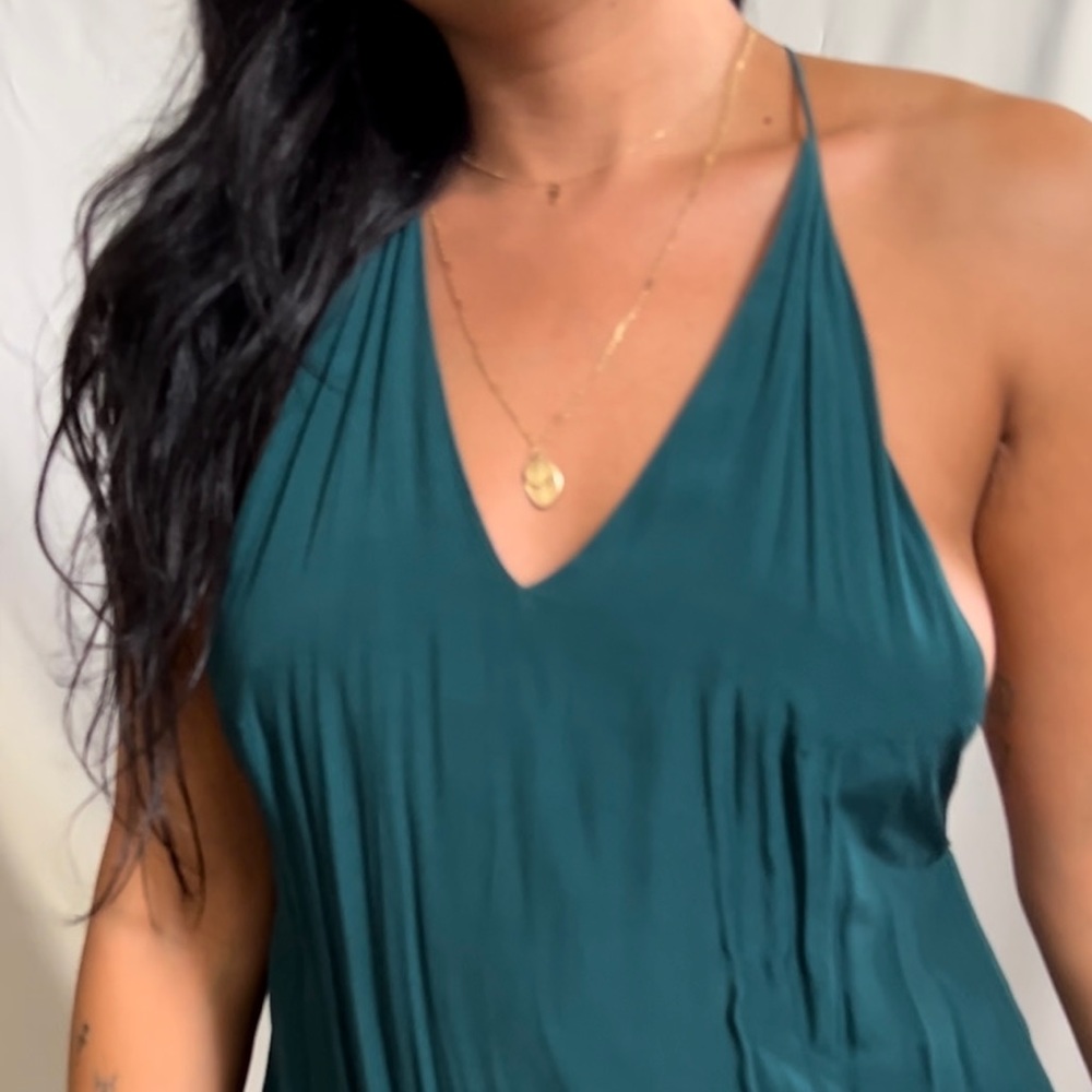 Vneck green dress with spaghetti straps